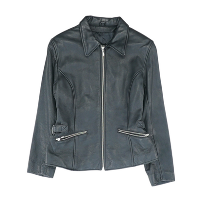 Black Solid Leather Jacket