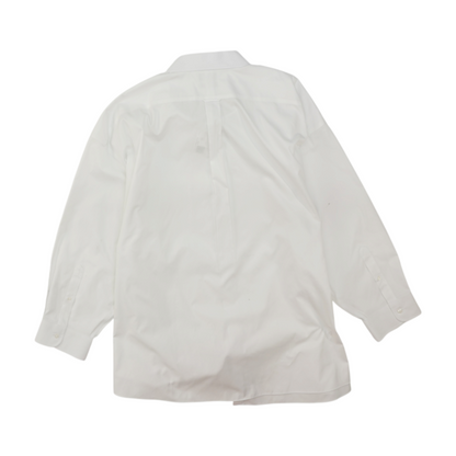 White Solid Long Sleeve Button Down