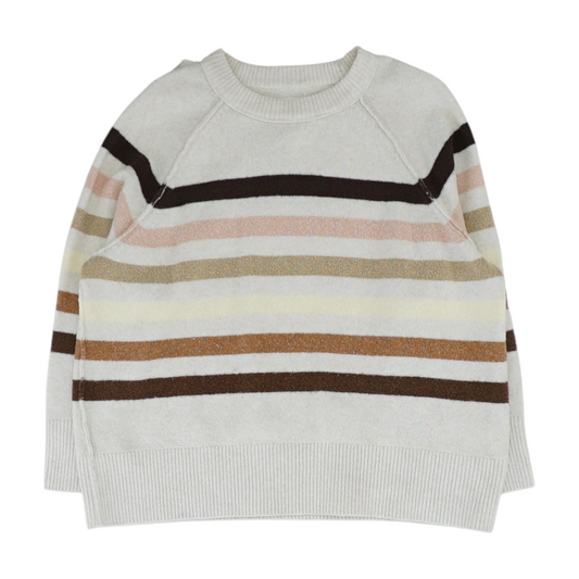 Beige Striped Pullover Sweater