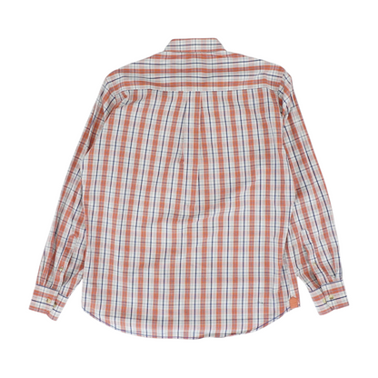 Coral Plaid Long Sleeve Button Down