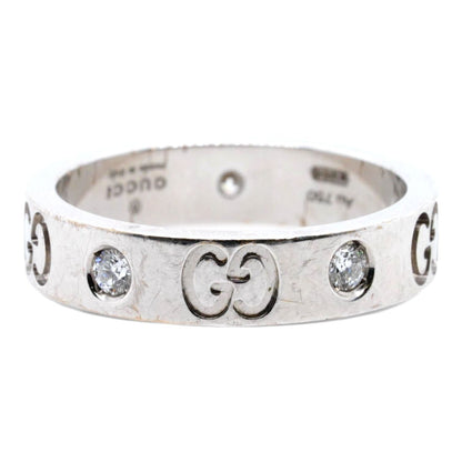 18K White Gold Icon Thin Diamond Logo Band