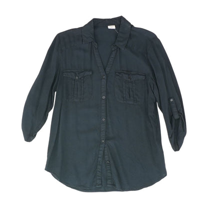 Black Solid Button Down