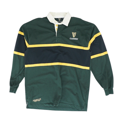 Green Color Block Long Sleeve Polo