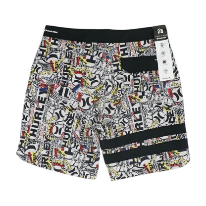 White Graphic Swim Bottom