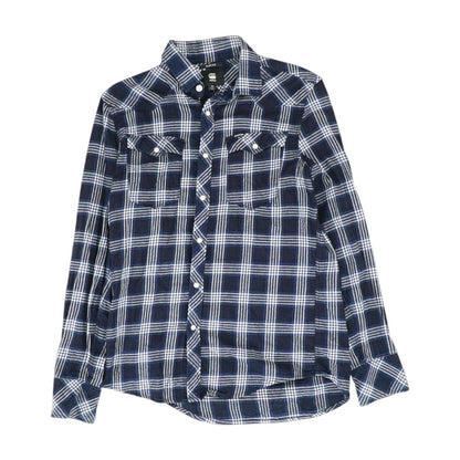 Navy Plaid Long Sleeve Button Down
