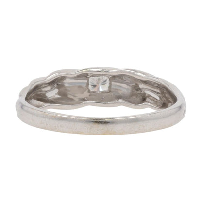 18K White Gold Twist Shank Setting With Small Diamond Promise Ring