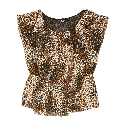 Brown Animal Print Knit Top
