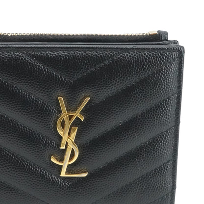 Black Cassandre Matelasse Bi-Fold Wallet in Grain De Poudre Embossed Leather