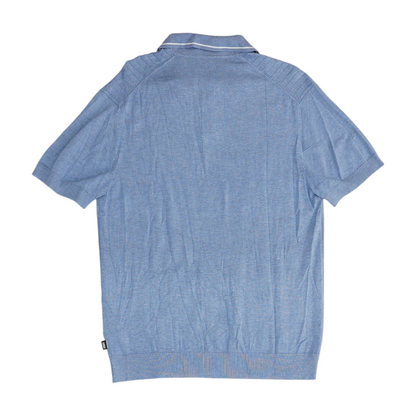 Blue Solid Short Sleeve Polo