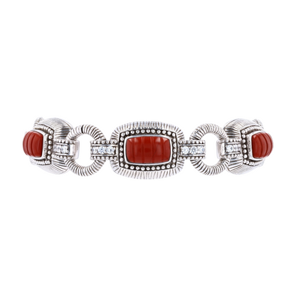 Sterling Silver Coral Chain Bracelet