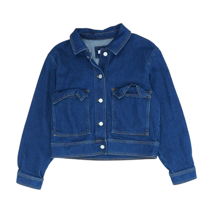 Blue Solid Denim Jacket