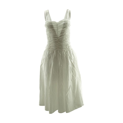 White Solid Midi Dress