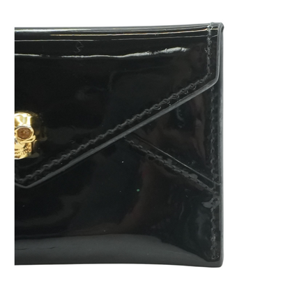 Black Patent Leather Skull Envelope Card Holder