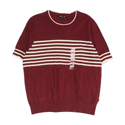 Maroon Striped Pullover Sweater