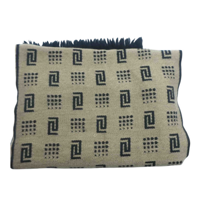 Black and Brown Grecca Fringe Wool Scarf