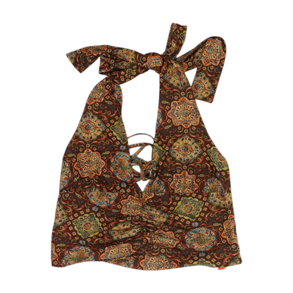 Brown Plus Paisley Cropped Blouse
