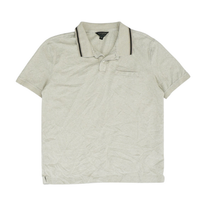 Beige Solid Short Sleeve Polo