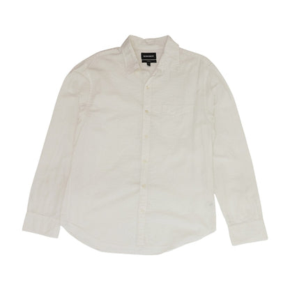 White Solid Long Sleeve Button Down