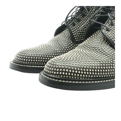 Black Studded Leather Combat Boots