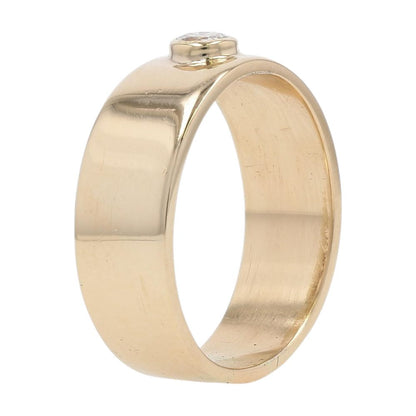 1/3 Ct 14K Gold Bezel Set Diamond On Wide Flat Band