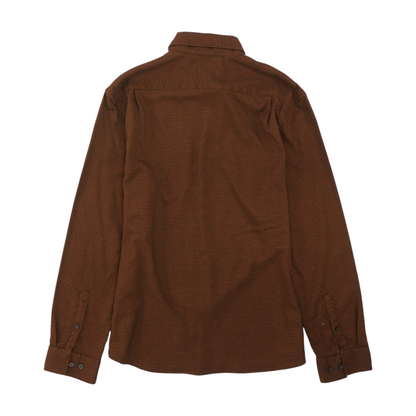 Brown Houndstooth Long Sleeve Button Down
