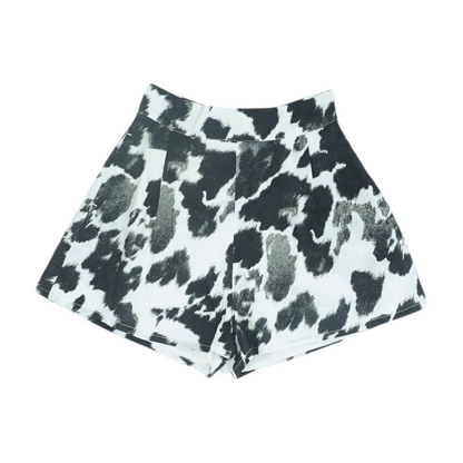 Black Animal Print Chino Shorts