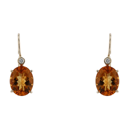 14K Yellow Gold Yellow Stone Dangle Earrings
