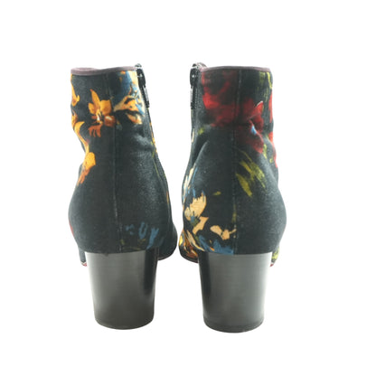 Black Velvet Floral Ankle Boots