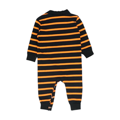 Orange Striped Long Sleeve One-Piece