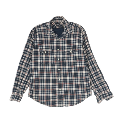 Navy Plaid Long Sleeve Button Down