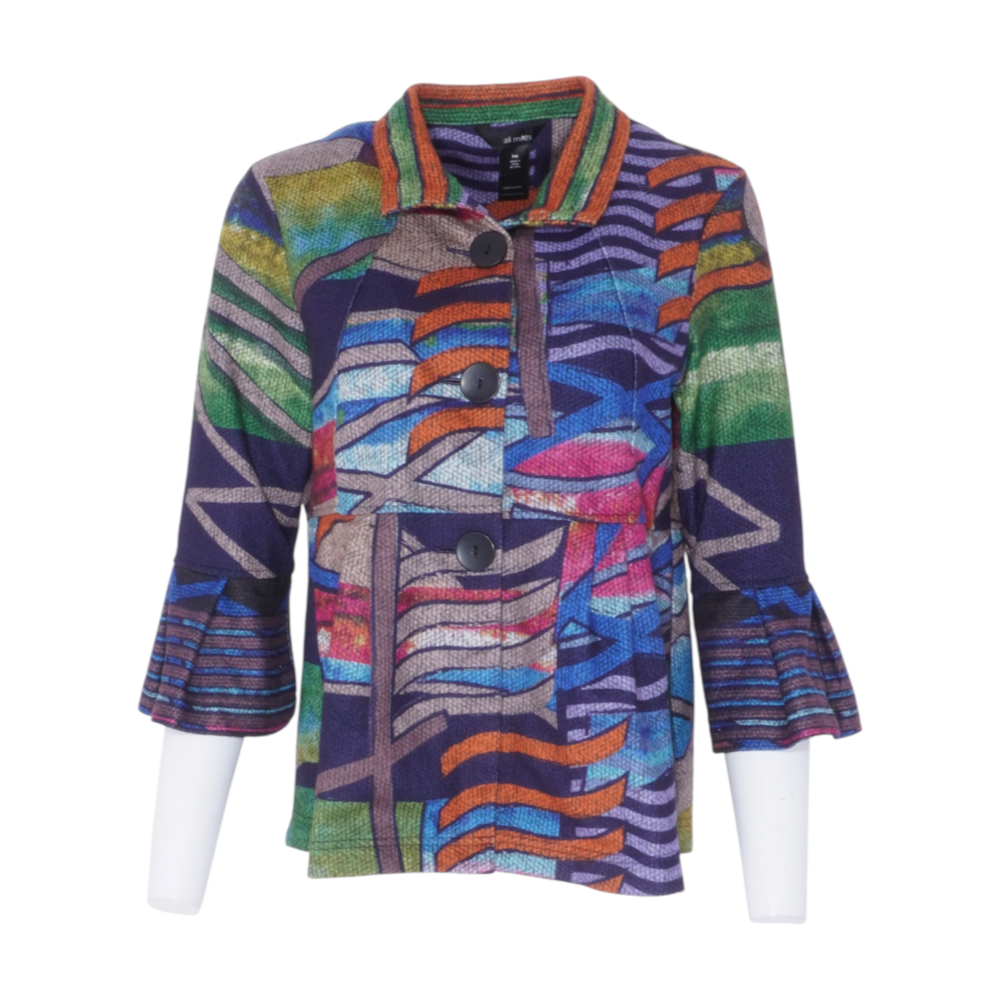 Multi Petite Abstract Cardigan Sweater