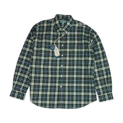 Green Plaid Long Sleeve Button Down