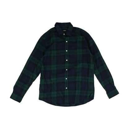 Green Plaid Long Sleeve Button Down