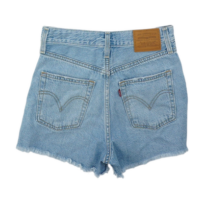 Blue Solid Denim Shorts