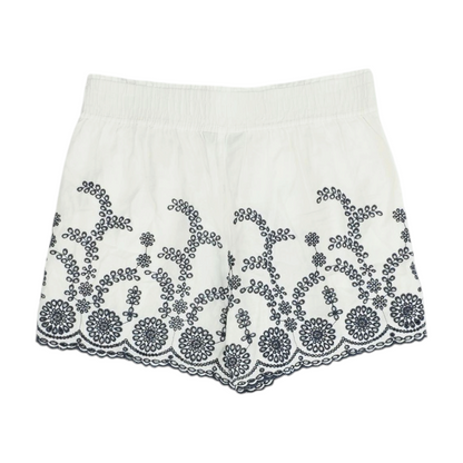 White Floral Knit Shorts