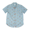 Blue Graphic Short Sleeve Button Down