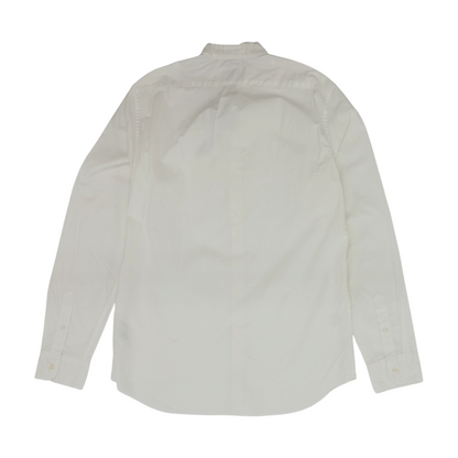 White Solid Long Sleeve Button Down