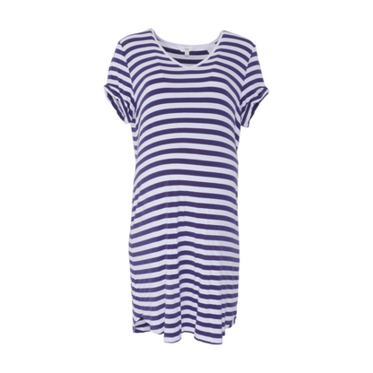 Navy Striped Midi Dress