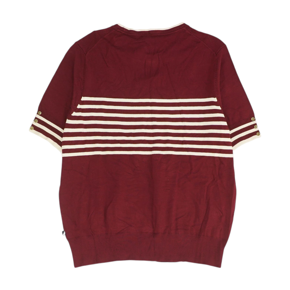 Maroon Striped Pullover Sweater
