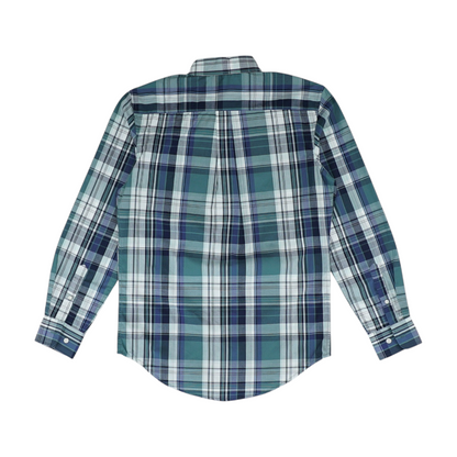 Green Plaid Long Sleeve Button Down