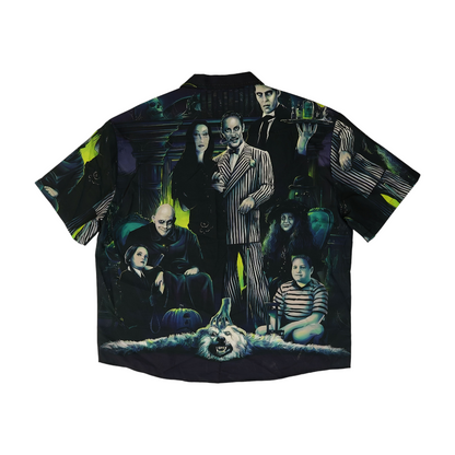 Black Graphic Short Sleeve Button Down