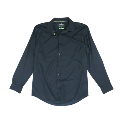 Black Solid Long Sleeve Button Down