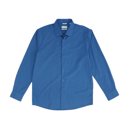 Blue Abstract Long Sleeve Button Down