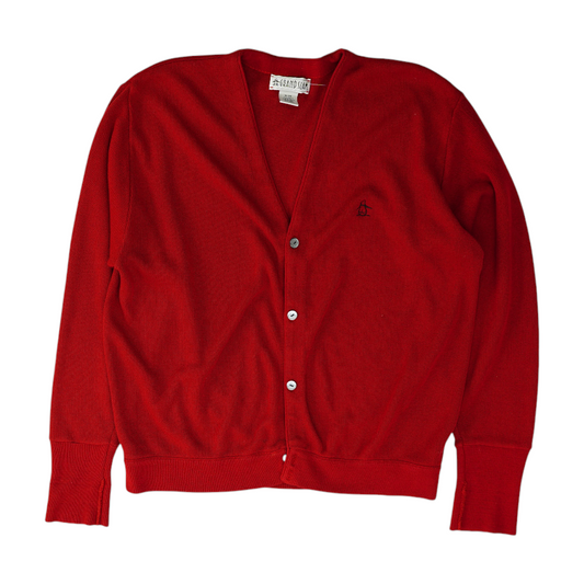 Red Solid Cardigan Sweater
