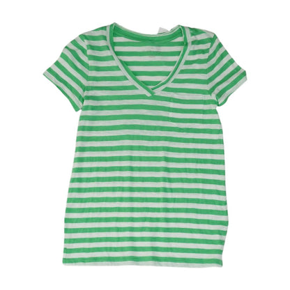 Green Striped V Neck T-Shirt