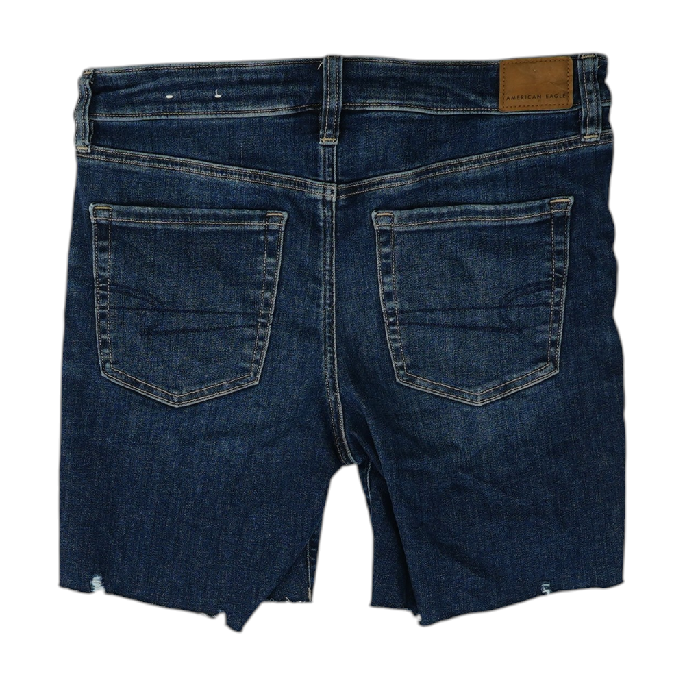 Blue Solid Denim Shorts