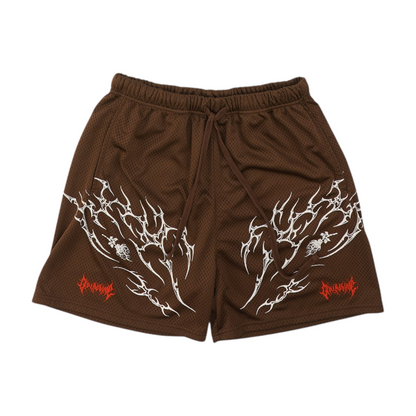 Brown Abstract Active Shorts