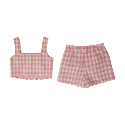 Pink Check Short Set