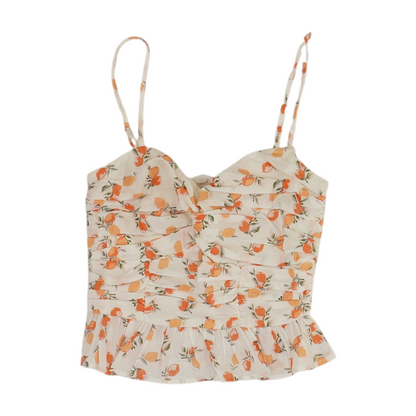 Beige Print Cropped Blouse
