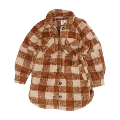 Brown Check Fur Jacket